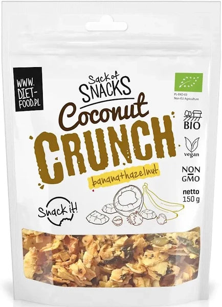 Crunchy kokos banan orzechy laskowe 150 g - Diet Food (EKO)