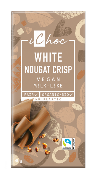 Czekolada nugatowa z krokantem z orzechów laskowych fair trade 80 g - Ichoc (EKO)