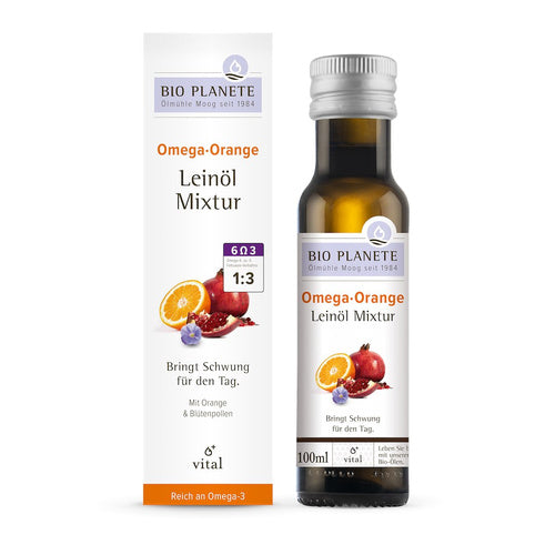 Omega orange - mieszanka z olejem lnianym (pyłek kwiatowy, pomarańcza) 100 ml - Bio Planete (EKO)