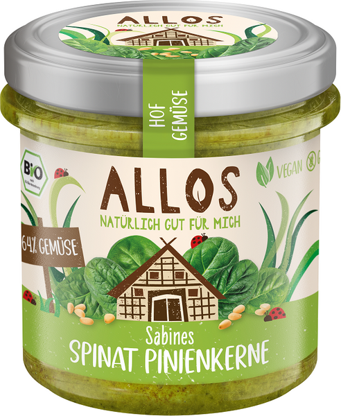 Pasta warzywna ze szpinakiem i orzeszkami piniowymi bezglutenowa 135 g - Allos (EKO)