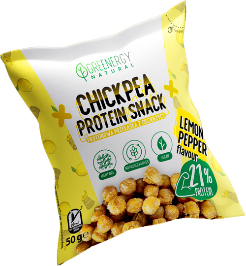 Przekąska proteinowa z ciecierzycy cytryna pieprz 50 g - Greenergy