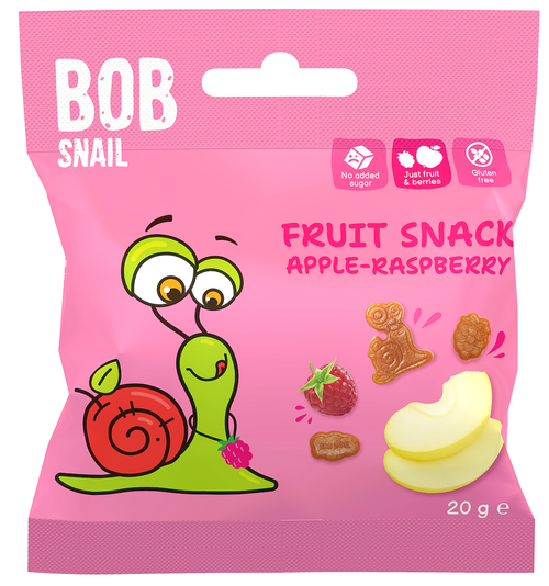 Żelki (jabłko - malina) bez żelatyny bezglutenowe 20 g - Bob Snail
