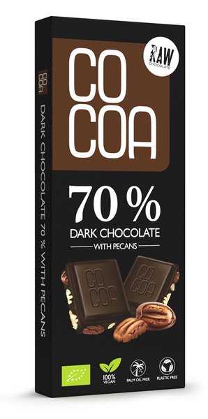 Czekolada ciemna 70 % z orzechami pekan 40 g - Cocoa (EKO)