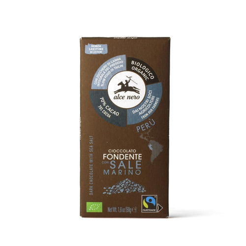 Czekolada gorzka z solą morską bezglutenowa fair trade 50 g - Alce Nero (EKO)
