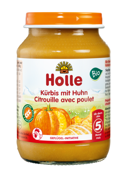 Dynia z kurczakiem obiadek dla dziecka bezglutenowe od 5 msc. 190 g - Holle (EKO)