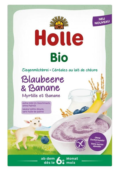 Kaszka ryżowa mleczna jagodowo bananowa bezglutenowa od 6 msc. 200 g - Holle (EKO)
