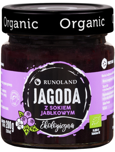 Słodka przekąska jagoda z sokiem jabłkowym 200 g - Runoland (EKO)