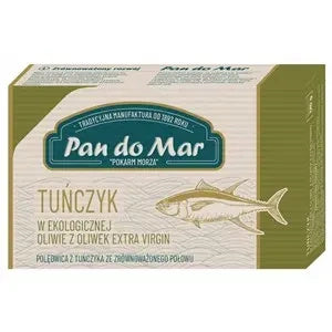 Tuńczyk żółtopłetwy w bio oliwie z oliwek extra virgin 120 g (90 g) - Pan Do Mar