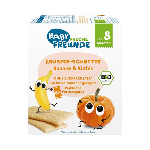 Wafle wielozbożowe z bananem i dynią od 8 msc. 6 szt. 84 g - Freche Freunde (EKO)